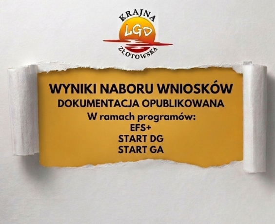 Wyniki naboru wniosków w ramach naboru EFS+, START DG, START GA